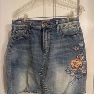 DRIFTWOOD Blue Denim Embroidered Skirt